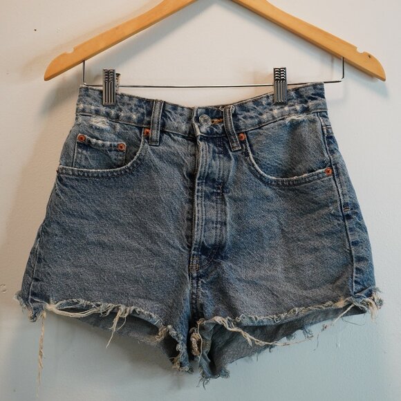 Zara Pants - Zara High Rise Distressed Denim Summer Shorts Size 2